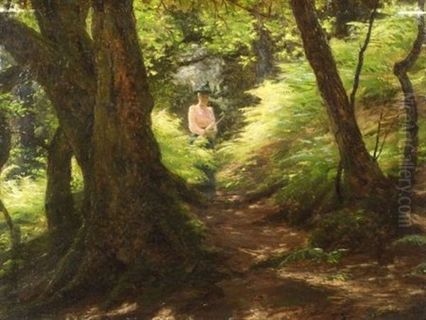 Figure On A Woodland Path Oil Painting by Joseph Farquharson