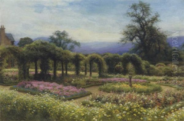 The Garden, Finzean, Near Aboyne, Aberdeenshire Oil Painting by Joseph Farquharson