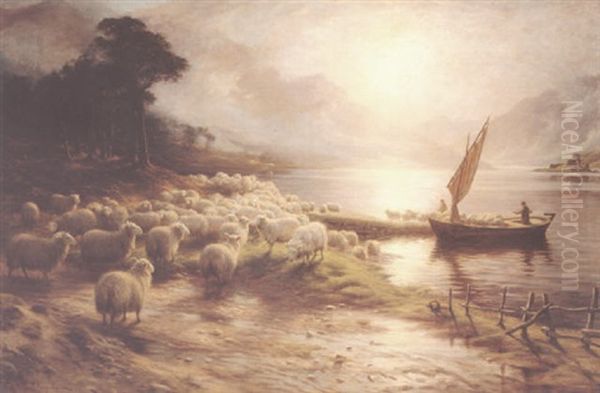 The Ferry On The Loch Oil Painting by Joseph Farquharson