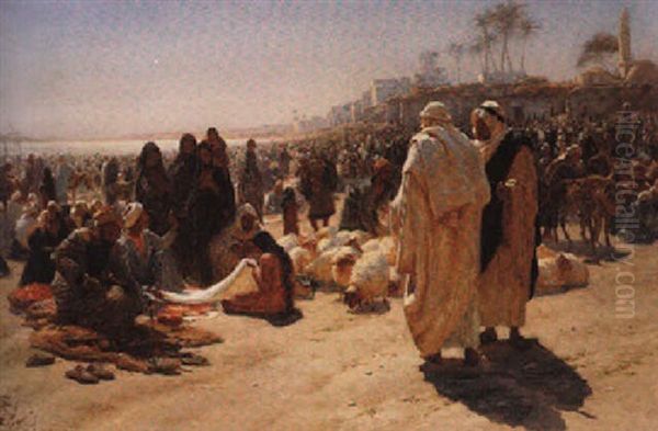 Market In Egypt Oil Painting by Joseph Farquharson