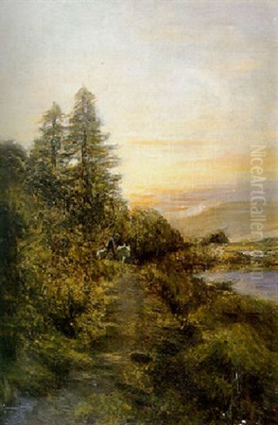 Evening On The Banks Of The River Dee Oil Painting by Joseph Farquharson