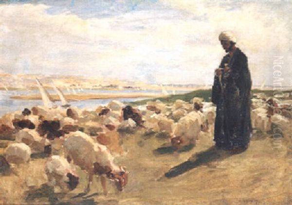 Shepherd Of The Nile Oil Painting by Joseph Farquharson