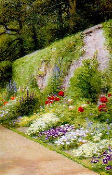 Mid Summer, The Artist's Garden, Finzean, Aberdeenshire Oil Painting by Joseph Farquharson