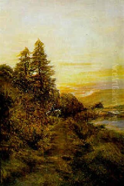 Evening On The Banks Of The River Dee Oil Painting by Joseph Farquharson