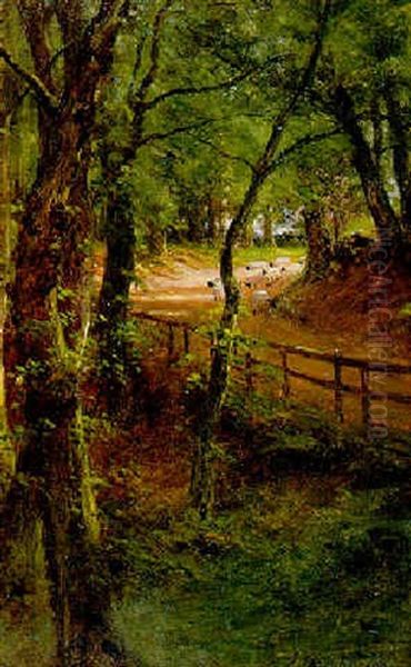 A Bend In The Road Near Finzean, Aberdeenshire Oil Painting by Joseph Farquharson