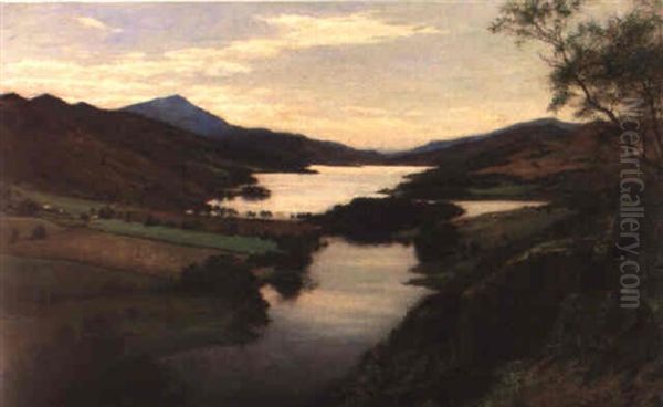 The Queen's View, Looking West Over Loch Tummel Oil Painting by Joseph Farquharson