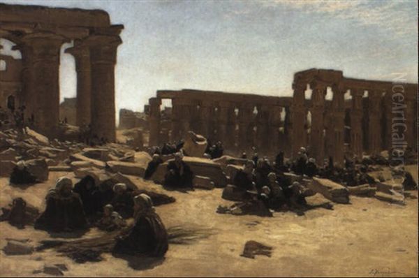 The Ruins Of The Temple At Karnak Oil Painting by Joseph Farquharson