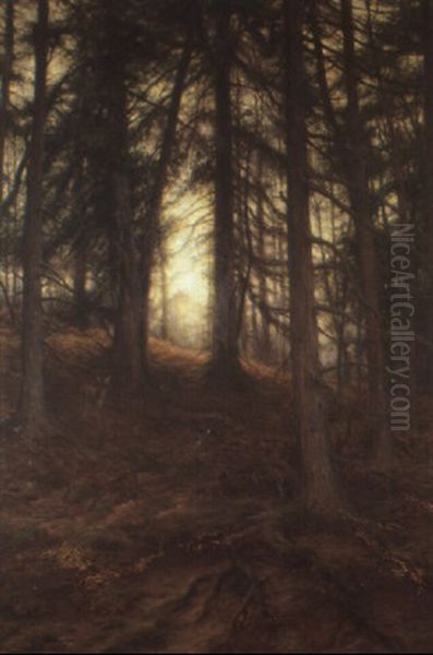 Deer And Rabbits In Wood Oil Painting by Joseph Farquharson