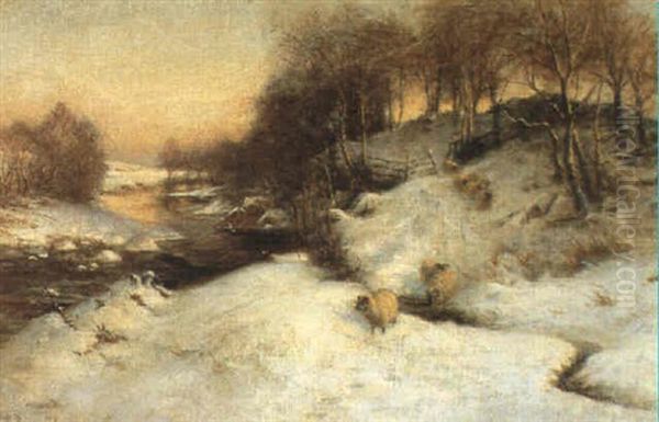 A Burn In Winter Oil Painting by Joseph Farquharson