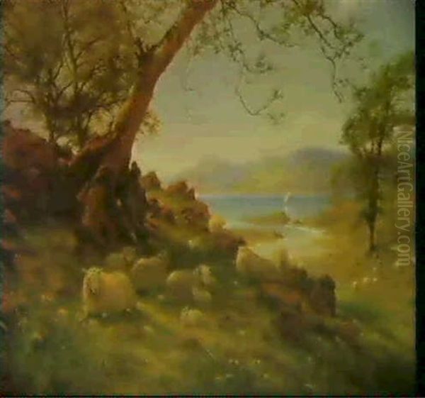 Sheep In A Glen Oil Painting by Joseph Farquharson