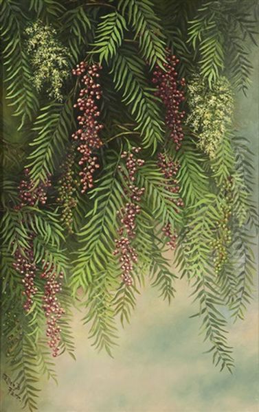 Pepper Tree Branches Oil Painting by Ellen Francis Burpee Farr