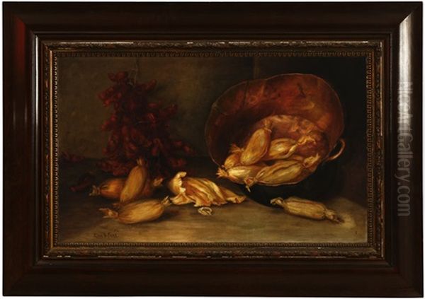 Still Life With Tamales And Chili Peppers Oil Painting by Ellen Francis Burpee Farr