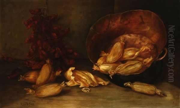 Still Life With Tamales And Chili Peppers Oil Painting by Ellen Francis Burpee Farr