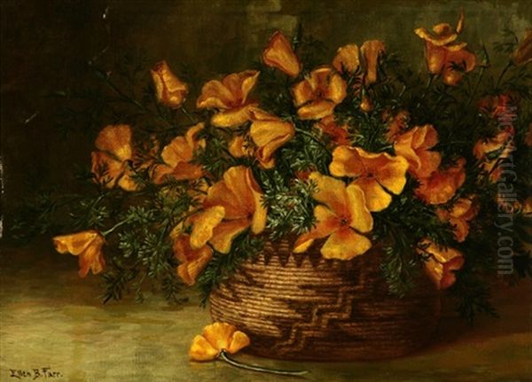 California Poppies In An Indian Basket Oil Painting by Ellen Francis Burpee Farr