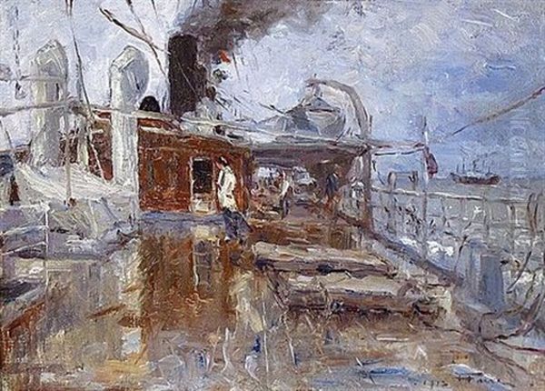 Sur Le Pont Oil Painting by Henri Farre