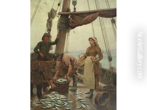 The Day's Catch Oil Painting by Robert B. Farren