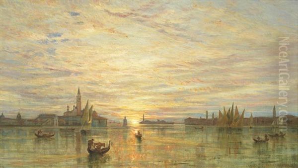 Venice From The Lagoon Oil Painting by Thomas Charles Farrer