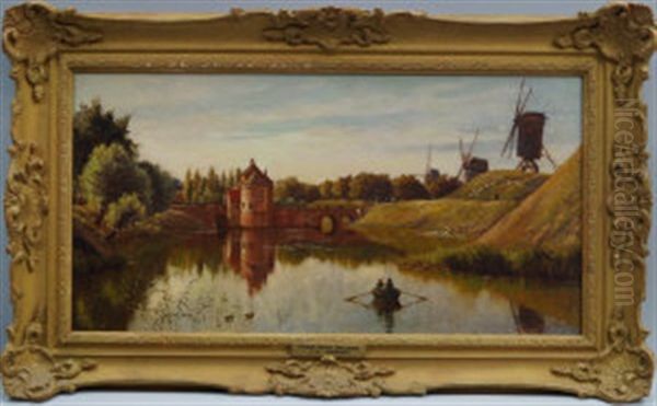 Town Gate Bruges Oil Painting by Thomas Charles Farrer