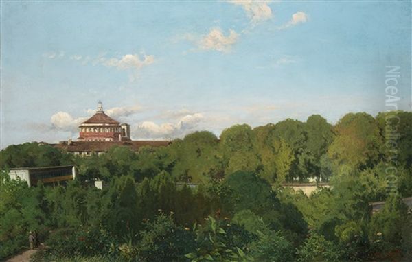 Veduta Con La Chiesa Di Santa Maria Delle Grazie, Milano Oil Painting by Gaetano Fasanotti