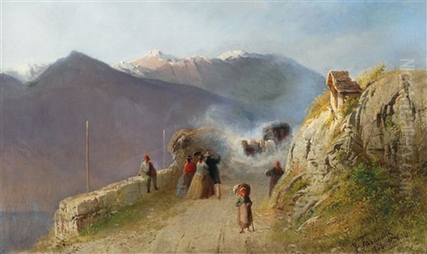 Excursion Into The Mountains Oil Painting by Gaetano Fasanotti