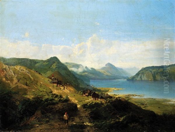 Seelandschaft Mit Hausern Und Figurlicher Staffage Oil Painting by Gaetano Fasanotti