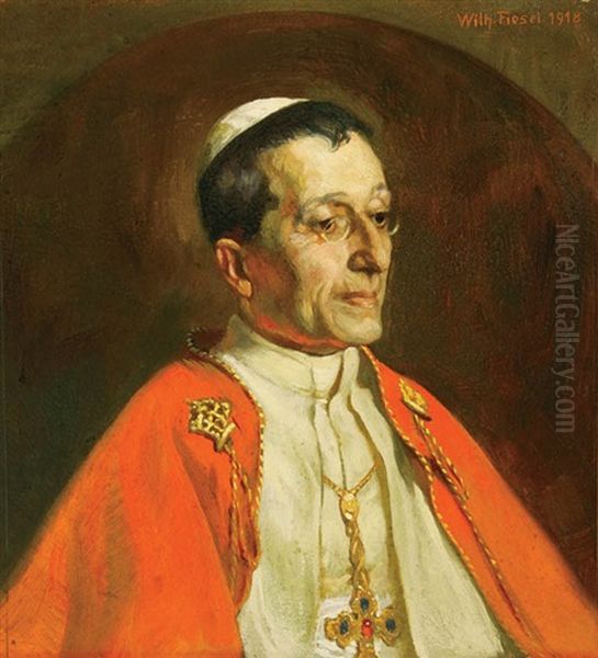 Portrait Of Pope Benedict Xv Oil Painting by Georg Wilhelm Fasel