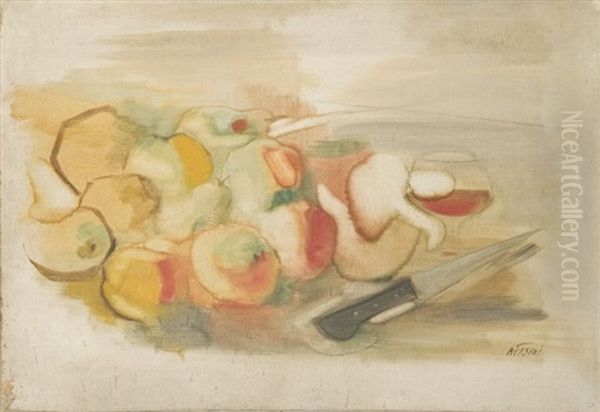 Nature Morte Aux Fruits Et Au Couteau Oil Painting by Alexandre Fasini