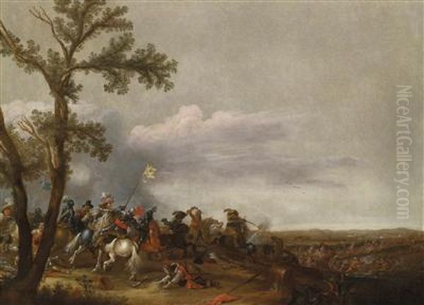 A Cavalry Engagement Oil Painting by Jan Asselyn