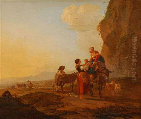 Paysage Italien Avec Scene Pastorale Oil Painting by Nicholas Henri Joseph Fassin