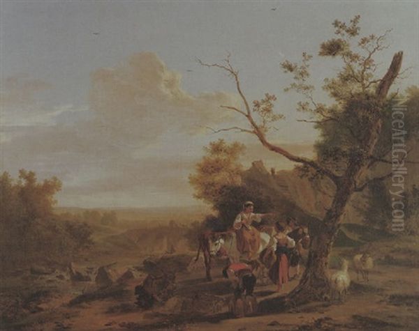 Landschaft Mit Reitern Oil Painting by Nicholas Henri Joseph Fassin