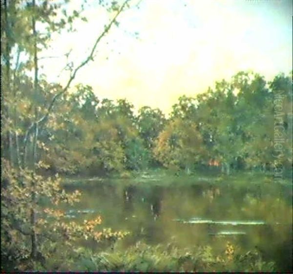 La Mare Au Cannes - Effet D'automne De Fontainebleau Oil Painting by Rene Maurice Fath