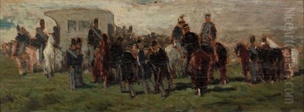 La Halte Des Militaires Oil Painting by Giovanni Fattori