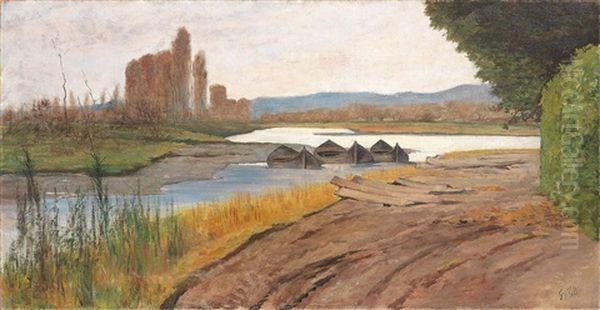 L'arno Alle Cascine Oil Painting by Giovanni Fattori