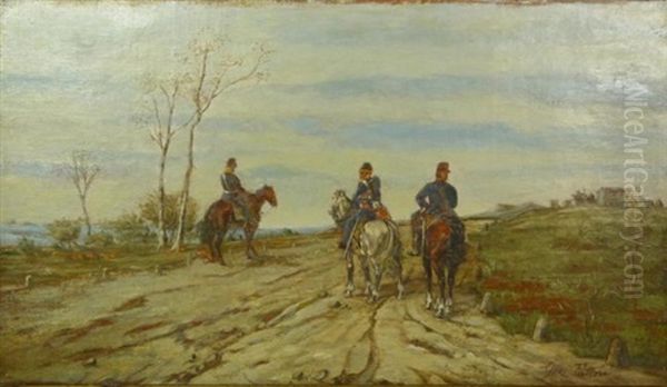 Soilders Oil Painting by Giovanni Fattori