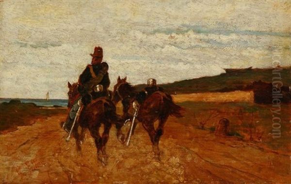 Au Trot Dans La Maremma Oil Painting by Giovanni Fattori