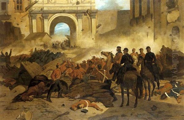 Garibaldi A Palermo Oil Painting by Giovanni Fattori