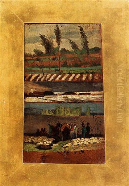 Tre Impressioni Di Una Giornata Di Pioggia Oil Painting by Giovanni Fattori