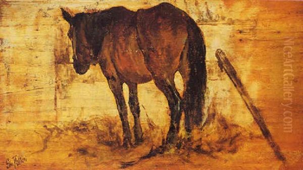 Cavallo Alla Greppia Oil Painting by Giovanni Fattori