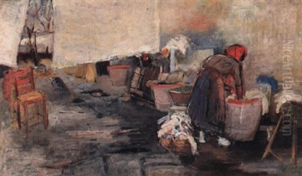 The Laundress Oil Painting by Giovanni Fattori