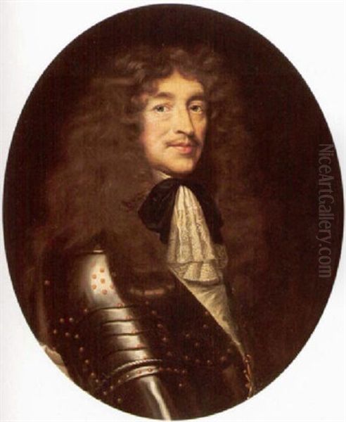 Portrait Of A Man Wearing Armour And The Badge Of The Order Of Saint Espirit Oil Painting by Laurent Fauchier