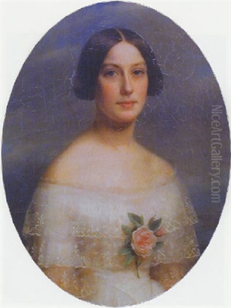 Portrait De Berthe De Thellusson Oil Painting by Marie-Celestine (Mme Pigault) Faucon