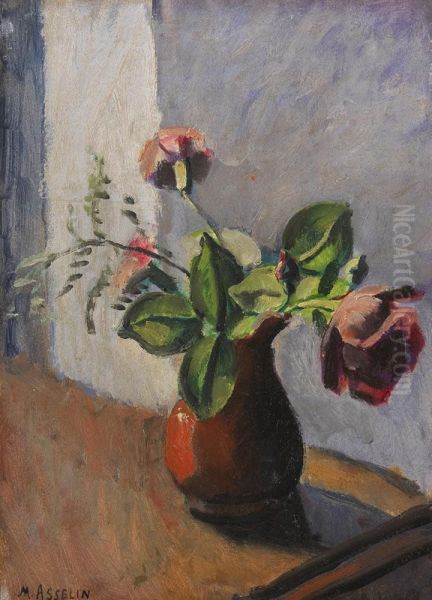 Bouquet De Roses Oil Painting by Maurice Asselin