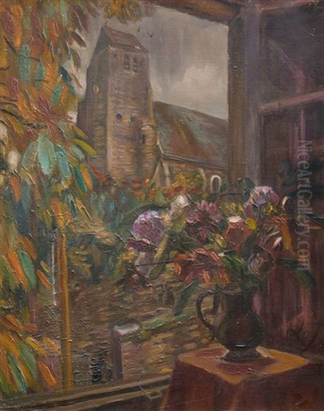 Blick Durch Das Offene Fenster Auf Die Kirche Von Gros-rouvres Oil Painting by Henri Le Fauconnier