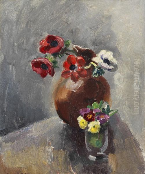 Bouquet D'anemones Et De Pensees Oil Painting by Maurice Asselin