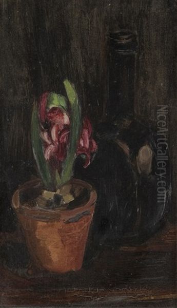 Jacinthe Et Bouteille Noire Oil Painting by Henri Le Fauconnier