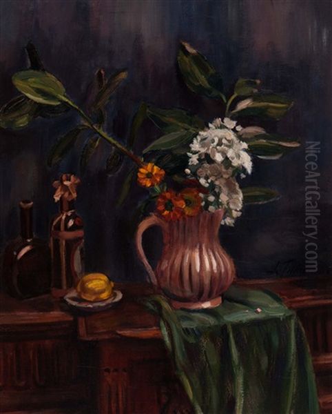 Nature Morte Aux Fleurs Oil Painting by Henri Le Fauconnier