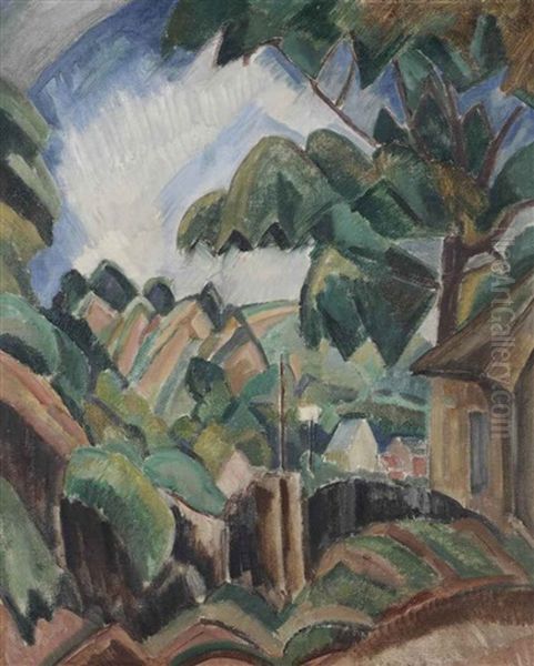 Mountaineous Landscape Near Annecy Oil Painting by Henri Le Fauconnier