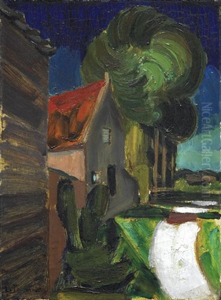 Landschaft Mit Hausern Oil Painting by Henri Le Fauconnier