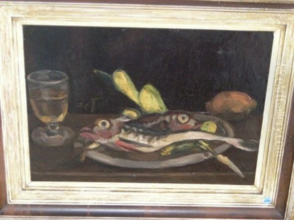 Still Life With Fish Oil Painting by Henri Le Fauconnier