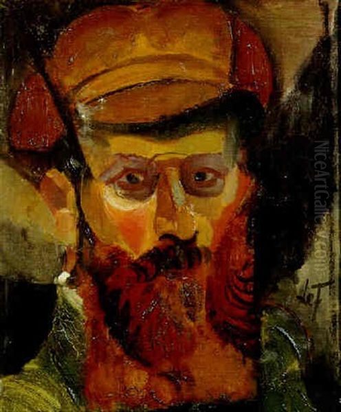 A Self Portrait Oil Painting by Henri Le Fauconnier